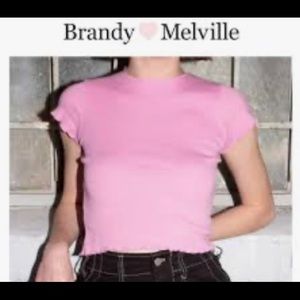 Brandy Melville pink lettuce top
